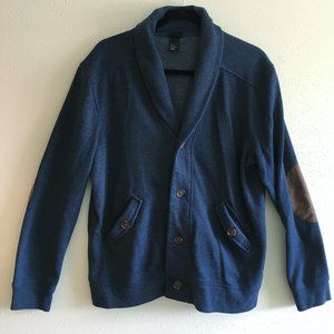 H&M Navy Elbow Patched Men's Large Cardigan
